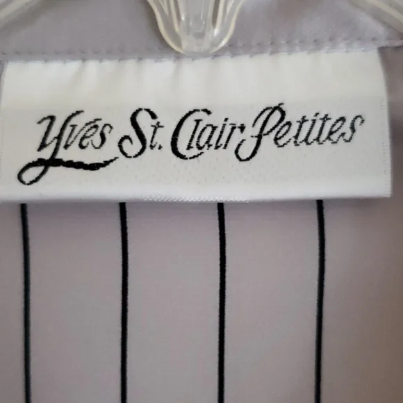 Yves St Claire Satin Silver Stripe Blouse 12P - Picture 7 of 11